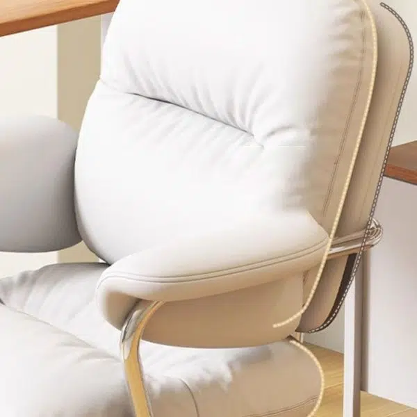 Modern Minimalist PU Leather Carbon Steel Square Cushion Desk Chair With Armrest & Backrest For Home Office - Image 5