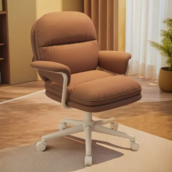 Modern Minimalist PU Leather Carbon Steel Square Cushion Desk Chair With Armrest & Backrest For Home Office - Image 6