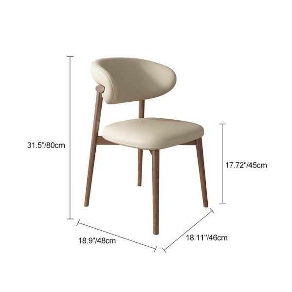 Contemporary Nordic Wood & Leather Round-Back Dining Chair With Backrest For Dining Room - Image 4