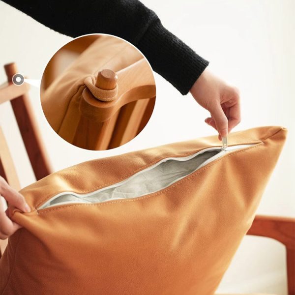 Contemporary Nordic Solid Wood Fabric Square Dining Chair With Backrest & Armrests For Living Room And Dining Room - Image 10