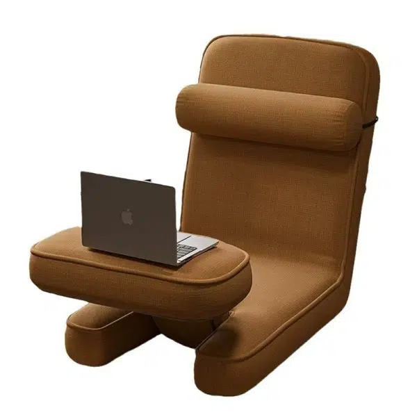 Modern Simplicity Cotton-Linen Square Lazy Sofa Tatami With Adjustable Backrest & Foldable Table For Bedroom & Bay Window - Image 15