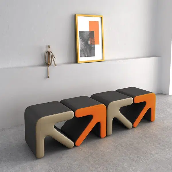 Contemporary Creative Leather & Wood Arrow-Shaped Stackable Footstool For Living Room & Entryway - Image 17