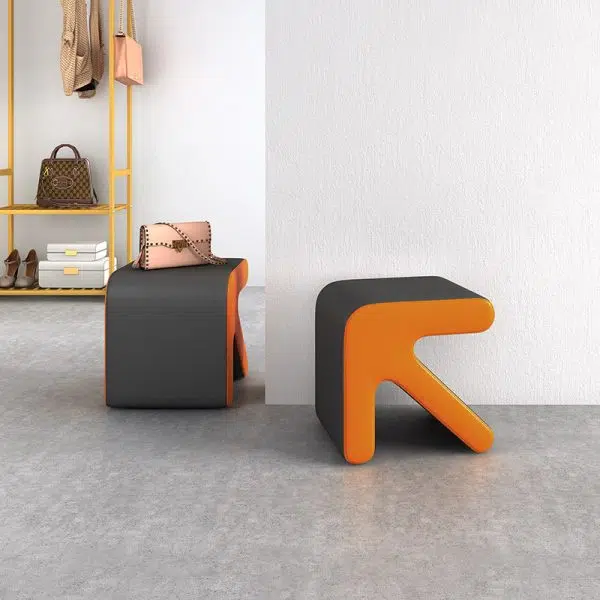 Contemporary Creative Leather & Wood Arrow-Shaped Stackable Footstool For Living Room & Entryway - Image 18