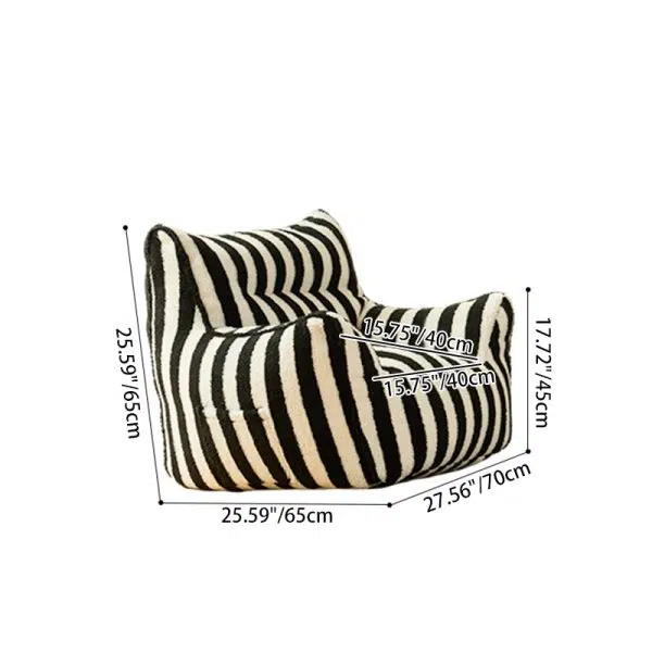 Contemporary Scandinavian Teddy Fleece EPS Striped Square Lazy Sofa Footrest Backrest Armrest For Living Room And Bedroom - Image 9