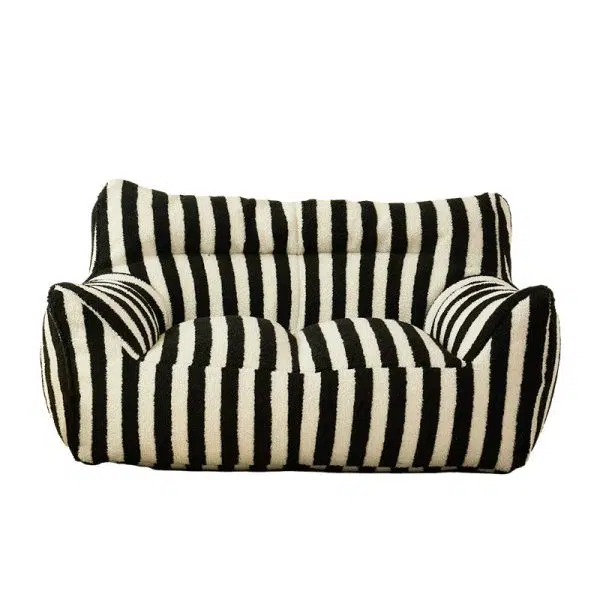 Contemporary Scandinavian Teddy Fleece EPS Striped Square Lazy Sofa Footrest Backrest Armrest For Living Room And Bedroom - Image 23
