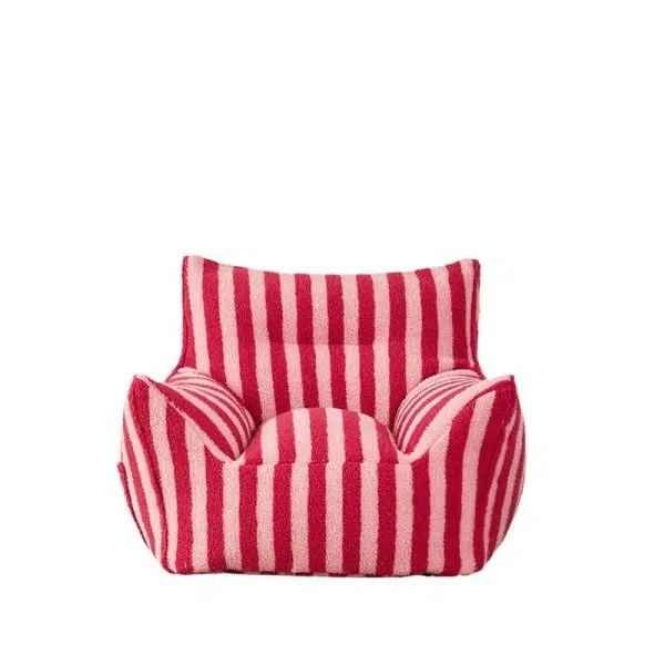 Contemporary Scandinavian Teddy Fleece EPS Striped Square Lazy Sofa Footrest Backrest Armrest For Living Room And Bedroom - Image 24