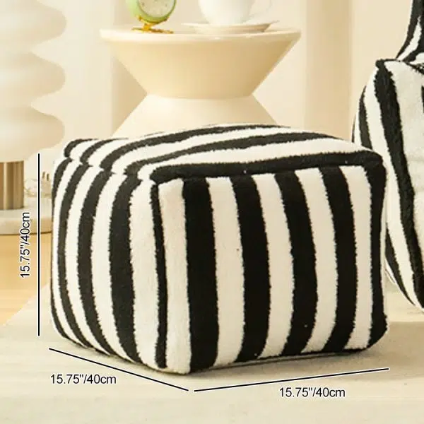 Contemporary Scandinavian Teddy Fleece EPS Striped Square Lazy Sofa Footrest Backrest Armrest For Living Room And Bedroom - Image 11