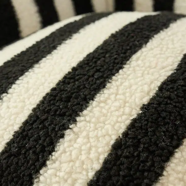 Contemporary Scandinavian Teddy Fleece EPS Striped Square Lazy Sofa Footrest Backrest Armrest For Living Room And Bedroom - Image 12