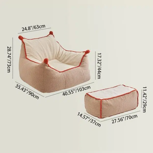 Contemporary Nordic Lambswool Latex EPP Square Bean Bag Lazy Sofa Backrest Footrest For Living Room And Bedroom - Image 8