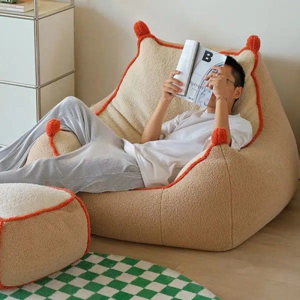 Contemporary Nordic Lambswool Latex EPP Square Bean Bag Lazy Sofa Backrest Footrest For Living Room And Bedroom - Image 12