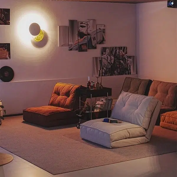 Contemporary Scandinavian Corduroy & Cotton Iron Tofu-Style Foldable Lazy Sofa With Backrest For Living Room & Bedroom - Image 5