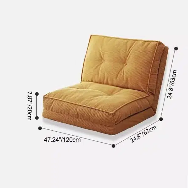 Contemporary Scandinavian Corduroy & Cotton Iron Tofu-Style Foldable Lazy Sofa With Backrest For Living Room & Bedroom - Image 8