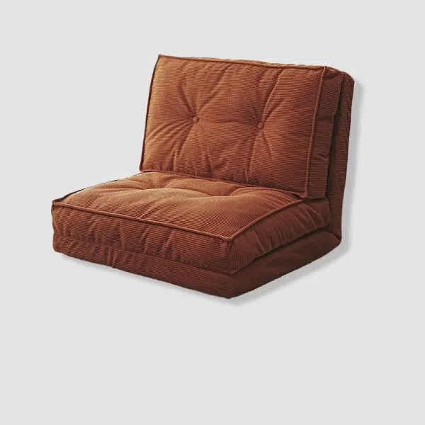 Contemporary Scandinavian Corduroy & Cotton Iron Tofu-Style Foldable Lazy Sofa With Backrest For Living Room & Bedroom - Image 13