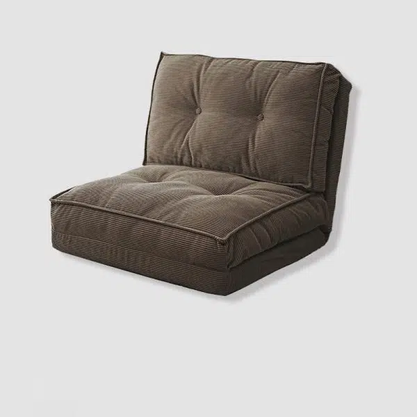 Contemporary Scandinavian Corduroy & Cotton Iron Tofu-Style Foldable Lazy Sofa With Backrest For Living Room & Bedroom - Image 14