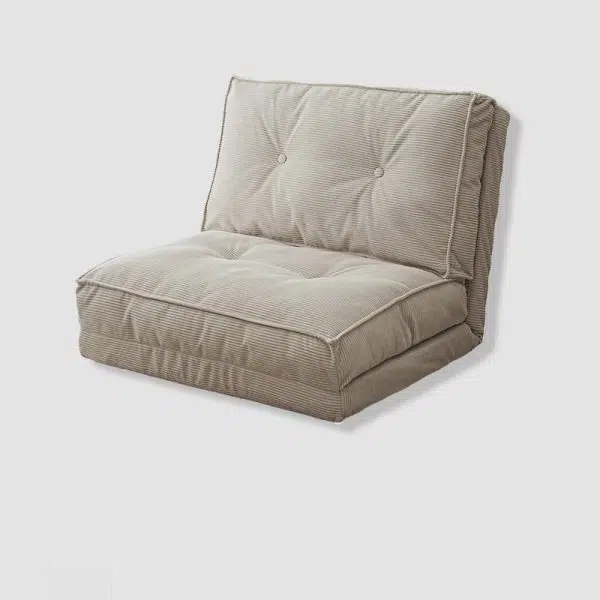 Contemporary Scandinavian Corduroy & Cotton Iron Tofu-Style Foldable Lazy Sofa With Backrest For Living Room & Bedroom - Image 15