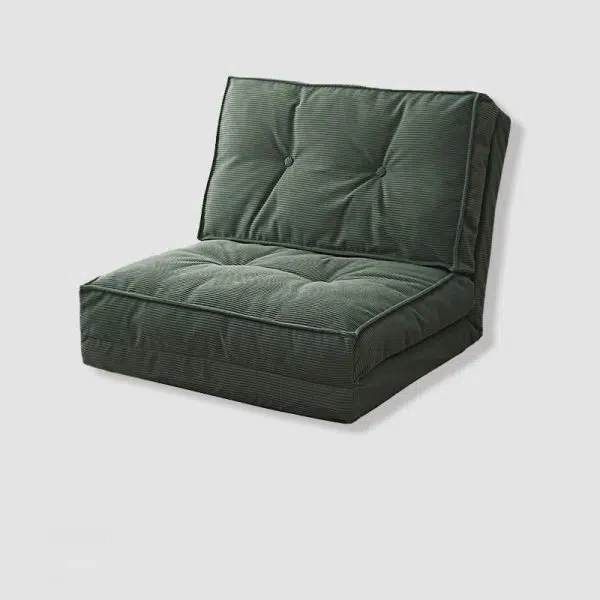 Contemporary Scandinavian Corduroy & Cotton Iron Tofu-Style Foldable Lazy Sofa With Backrest For Living Room & Bedroom - Image 16