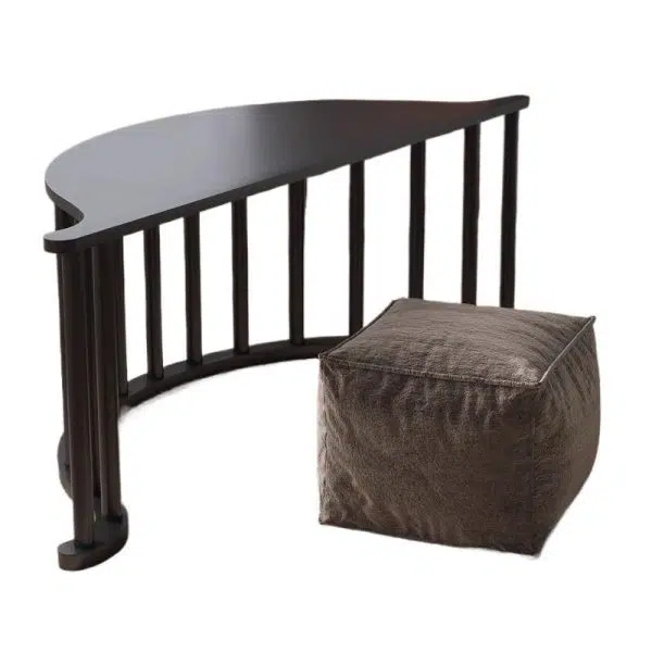 Contemporary Nordic Leather Cotton-Linen & Wood Moon Boat Rocking Chair Recliner With Backrest For Living Room & Bedroom - Image 14