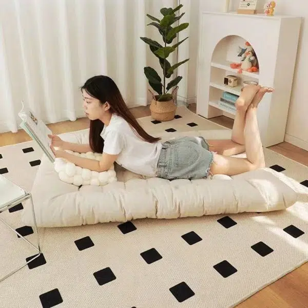 Contemporary Nordic Tech Fabric & Carbon Steel Moon Rocking Chair With Backrest & Armrests For Living Room & Bedroom - Image 13