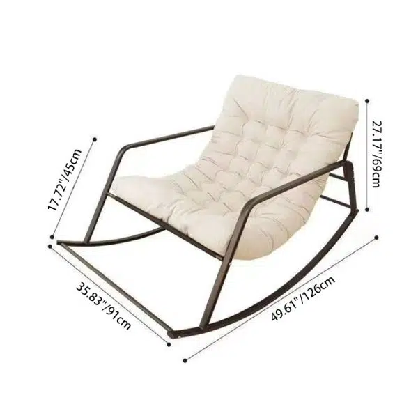Contemporary Nordic Tech Fabric & Carbon Steel Moon Rocking Chair With Backrest & Armrests For Living Room & Bedroom - Image 7