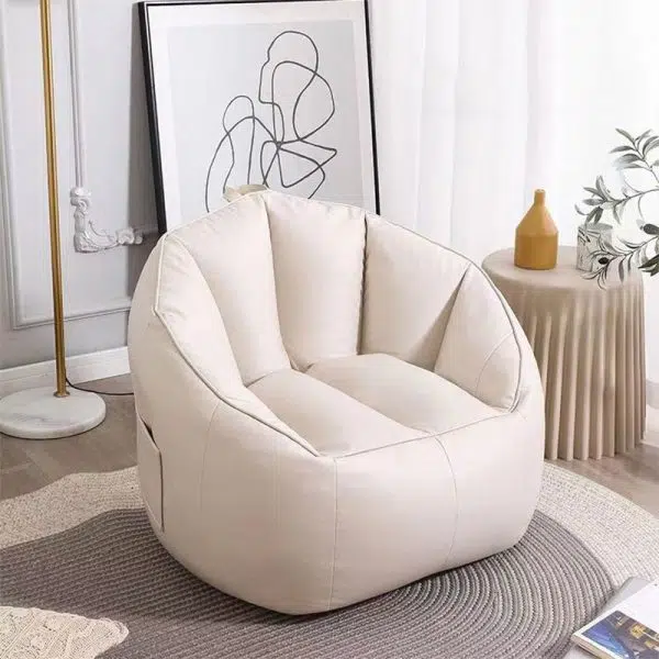 Contemporary Nordic Tech Fabric EPS Bean Bag Lazy Sofa With Backrest & Footrest For Living Room & Bedroom - Image 16