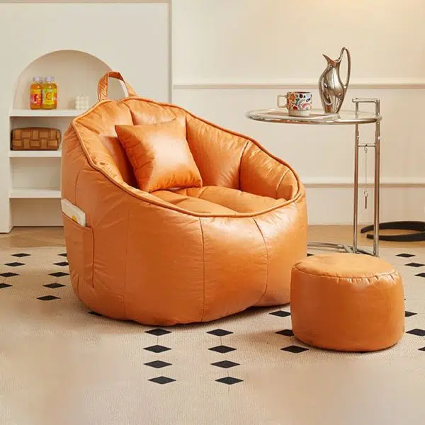 Contemporary Nordic Tech Fabric EPS Bean Bag Lazy Sofa With Backrest & Footrest For Living Room & Bedroom - Image 6