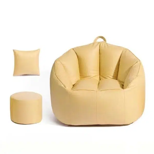 Contemporary Nordic Tech Fabric EPS Bean Bag Lazy Sofa With Backrest & Footrest For Living Room & Bedroom - Image 23