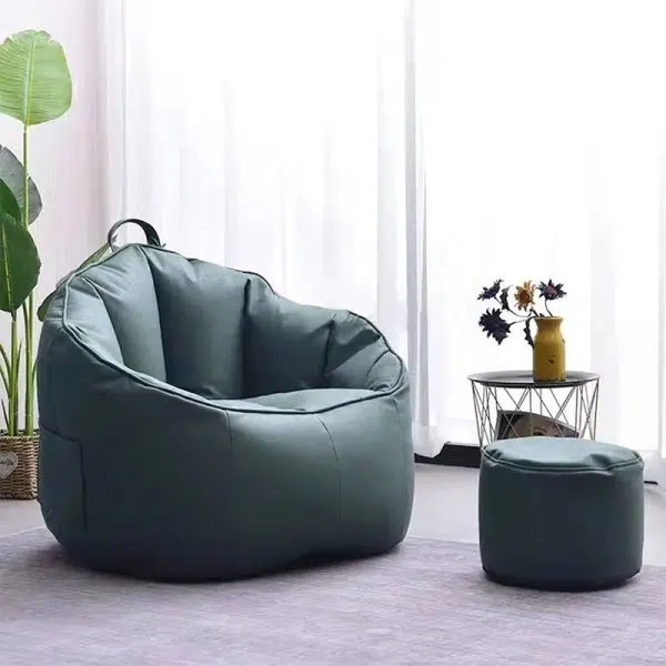 Contemporary Nordic Tech Fabric EPS Bean Bag Lazy Sofa With Backrest & Footrest For Living Room & Bedroom - Image 4