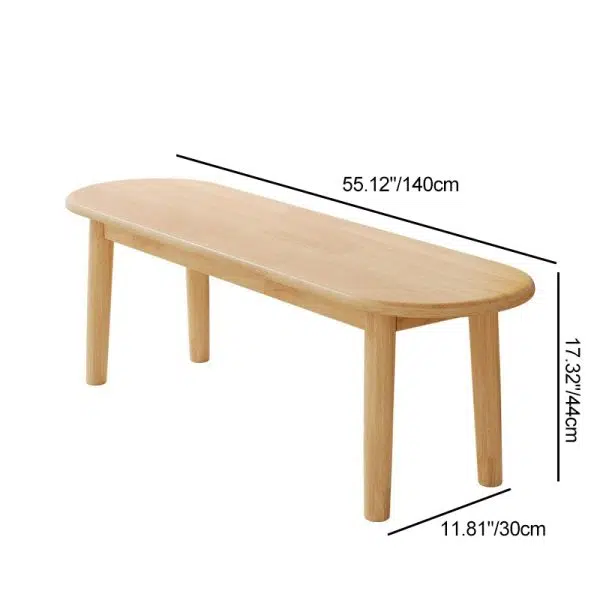 Contemporary Nordic Rubberwood Fabric Oval Bench With Cushion For Bedroom & Entryway - Image 8