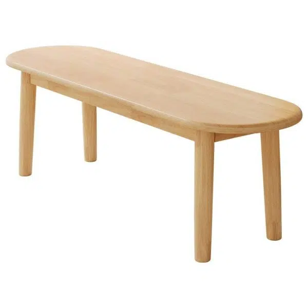 Contemporary Nordic Rubberwood Fabric Oval Bench With Cushion For Bedroom & Entryway - Image 10