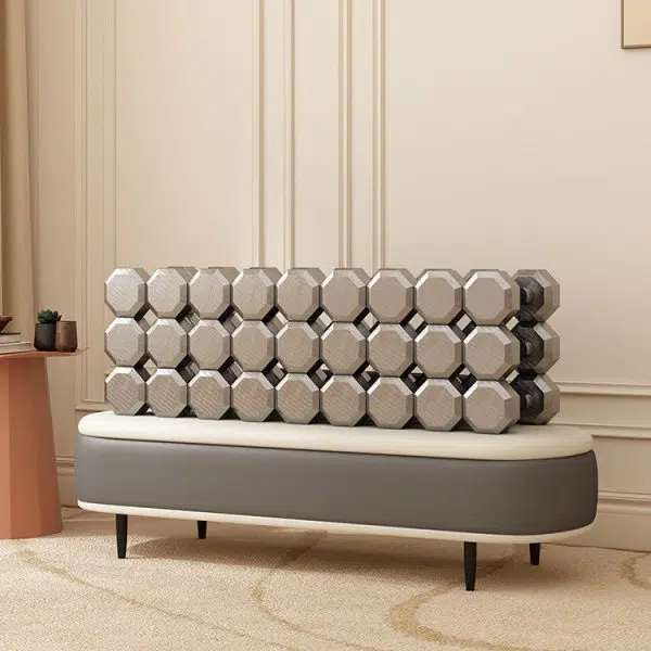 Contemporary Nordic Leather Wood Carbon Steel Oval Storage Bench With Backrest For Bedroom & Entryway - Image 18