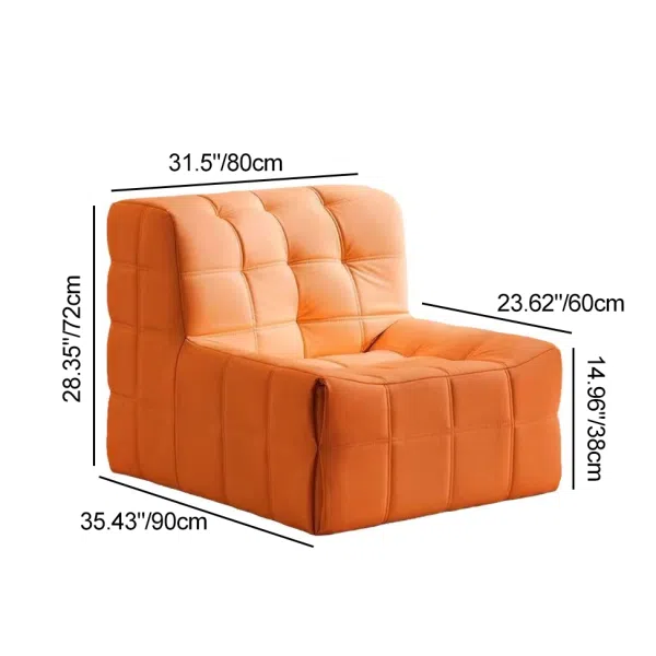 Contemporary Nordic Corduroy Leather Sponge Block-Shaped Accent Chair With Backrest For Living Room And Bedroom - Image 9