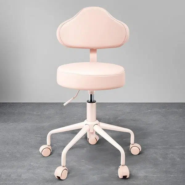 Contemporary Nordic Leather & Metal Cloud-Shaped Round Swivel Vanity Stool Backrest For Bedroom & Home Office