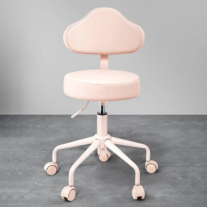 BS-Chair-BX03072-10.jpg Contemporary Nordic Leather & Metal Cloud-Shaped Round Swivel Vanity Stool Backrest For Bedroom & Home Office - Image 1