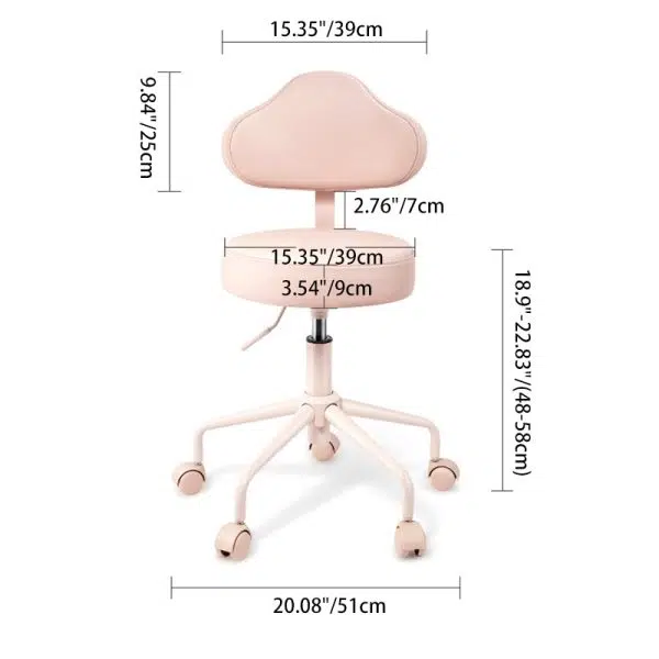 Contemporary Nordic Leather & Metal Cloud-Shaped Round Swivel Vanity Stool Backrest For Bedroom & Home Office - Image 6