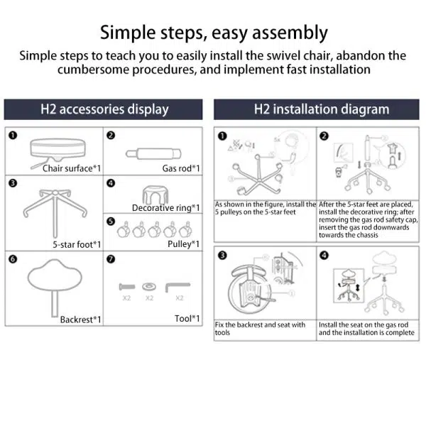 Contemporary Nordic Leather & Metal Cloud-Shaped Round Swivel Vanity Stool Backrest For Bedroom & Home Office - Image 9