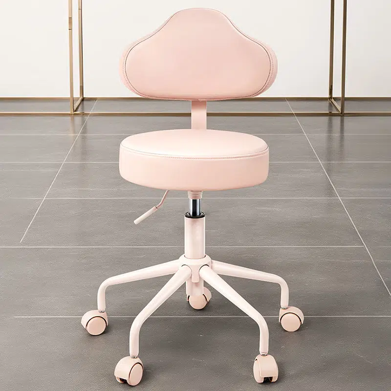 BS-Chair-BX03072-9.jpg Contemporary Nordic Leather & Metal Cloud-Shaped Round Swivel Vanity Stool Backrest For Bedroom & Home Office - Image 5