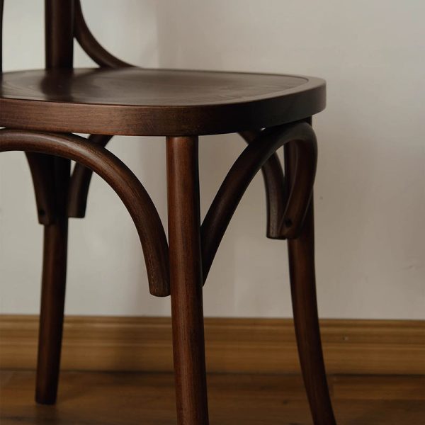 Contemporary Retro Beech Wood Fabric Rattan Leather Seat Round Curved Dining Chair Backrest For Dining Room - Image 8