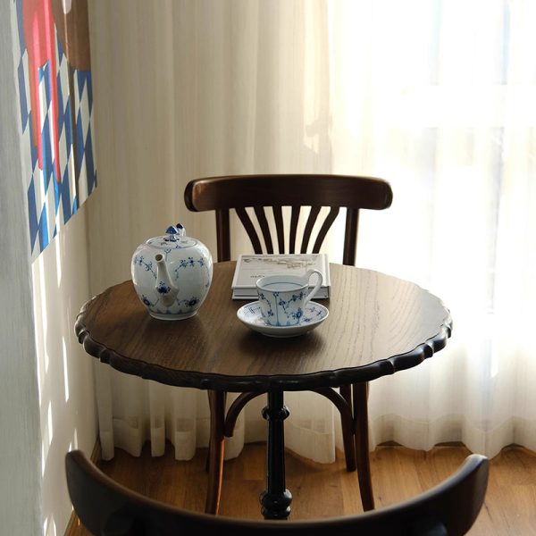 Contemporary Retro Beech Wood Fabric Rattan Leather Seat Round Curved Dining Chair Backrest For Dining Room - Image 17