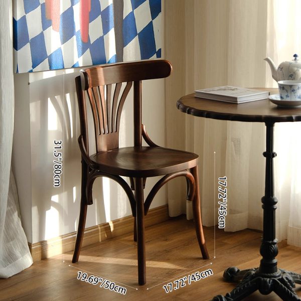 Contemporary Retro Beech Wood Fabric Rattan Leather Seat Round Curved Dining Chair Backrest For Dining Room - Image 6