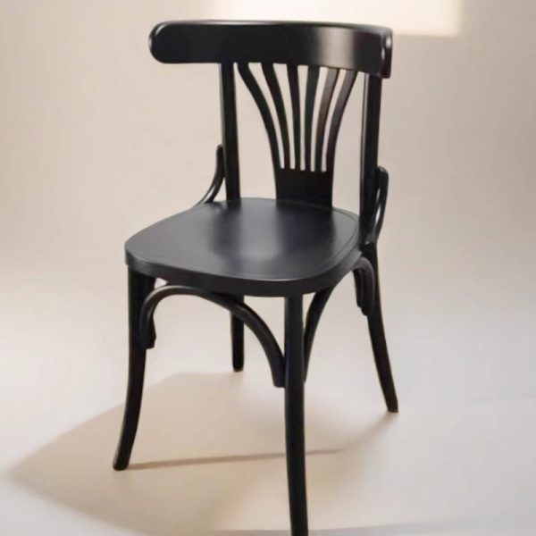 Contemporary Retro Beech Wood Fabric Rattan Leather Seat Round Curved Dining Chair Backrest For Dining Room - Image 12