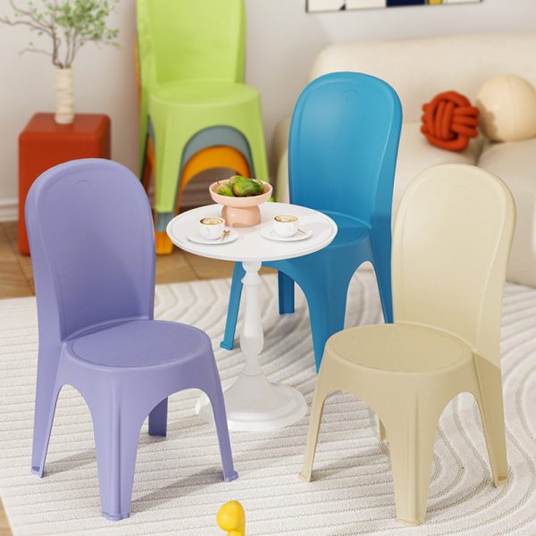 Contemporary Nordic PP Round Stackable Dining Chair With Backrest For Dining Room And Living Room - Image 6