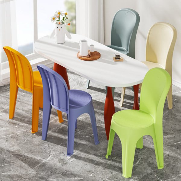 Contemporary Nordic PP Round Stackable Dining Chair With Backrest For Dining Room And Living Room - Image 5