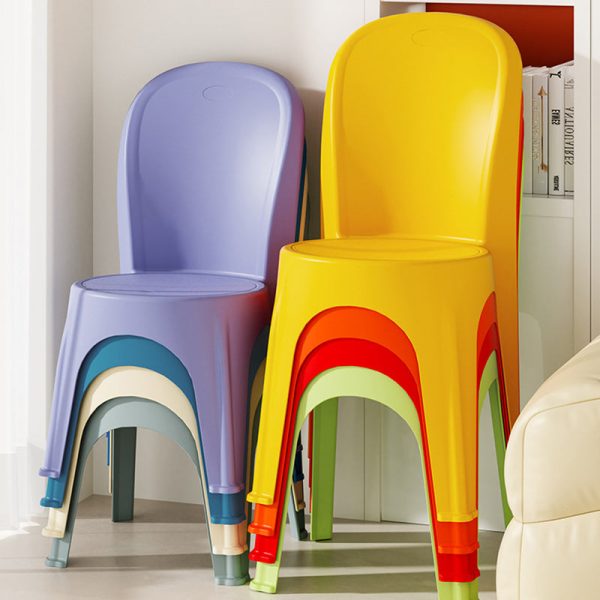 Contemporary Nordic PP Round Stackable Dining Chair With Backrest For Dining Room And Living Room - Image 14