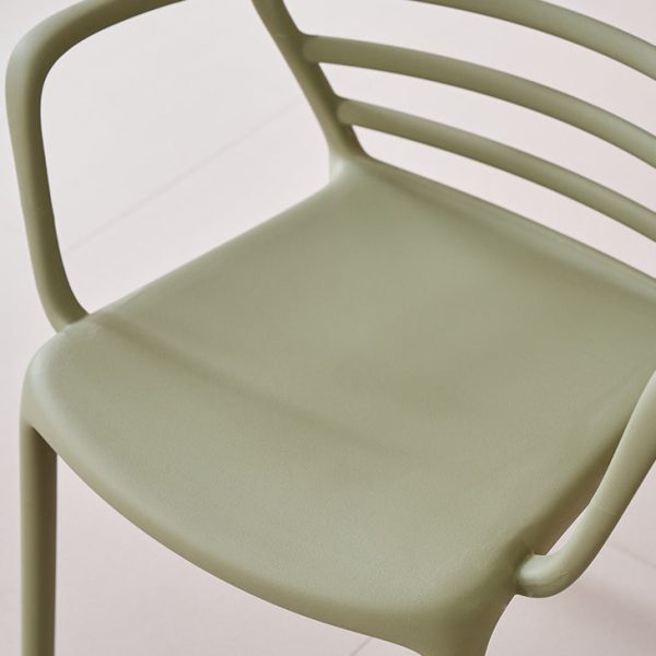 Contemporary Nordic PE Square Curved Geometric Line Dining Chair With Backrest And Armrests For Dining Room - Image 12