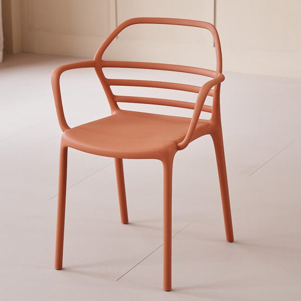 Contemporary Nordic PE Square Curved Geometric Line Dining Chair With Backrest And Armrests For Dining Room - Image 15