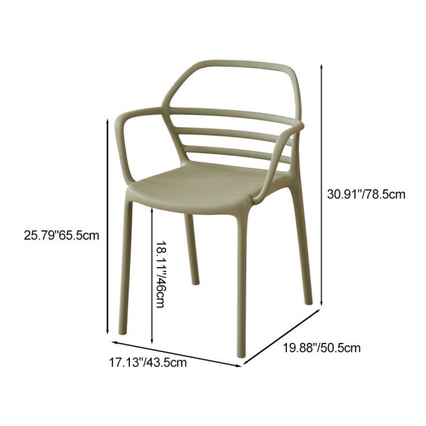 Contemporary Nordic PE Square Curved Geometric Line Dining Chair With Backrest And Armrests For Dining Room - Image 11