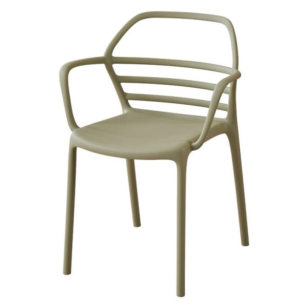 Contemporary Nordic PE Square Curved Geometric Line Dining Chair With Backrest And Armrests For Dining Room - Image 24