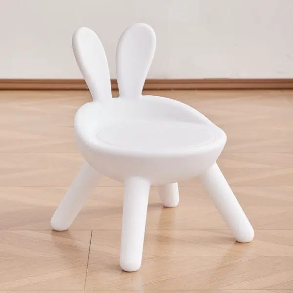Contemporary Creative Kids PE Bunny Ear Round Footstool With Backrest For Entryway And Living Room - Image 18