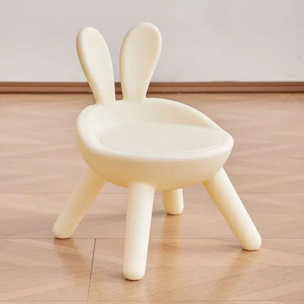 Contemporary Creative Kids PE Bunny Ear Round Footstool With Backrest For Entryway And Living Room - Image 28