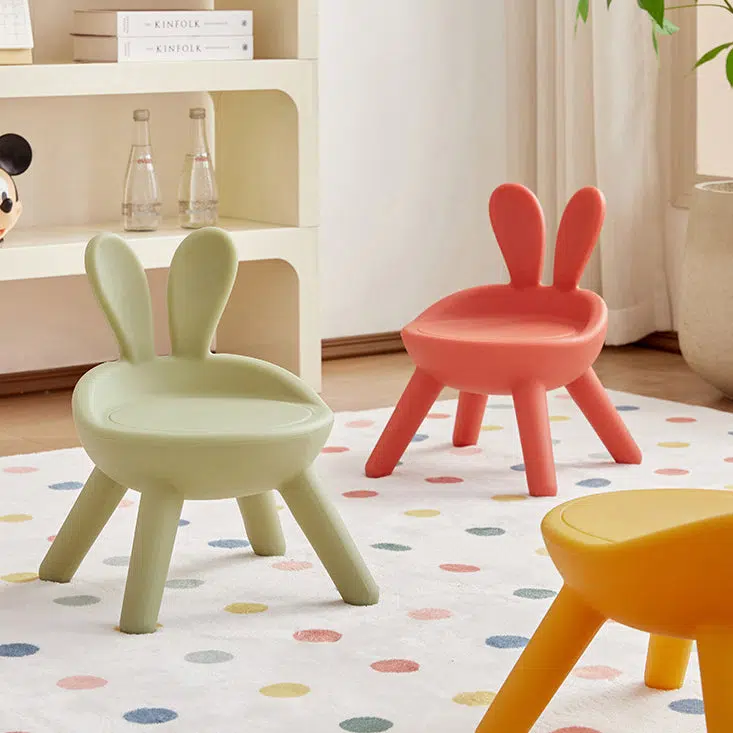 BS-Chair-BX03133-15.jpg Contemporary Creative Kids PE Bunny Ear Round Footstool With Backrest For Entryway And Living Room - Image 1